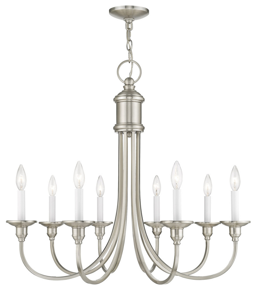 Livex 5148-91 8-Light Brushed Nickel Chandelier, Brushed Nickel ... with regard to