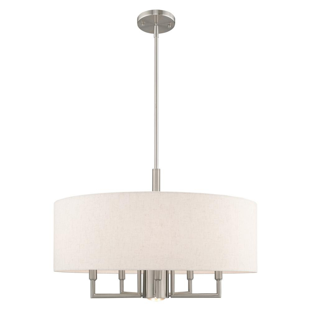 Livex Lighting Meridian 6-Light Brushed Nickel Pendant Chandelier With ... throughout
