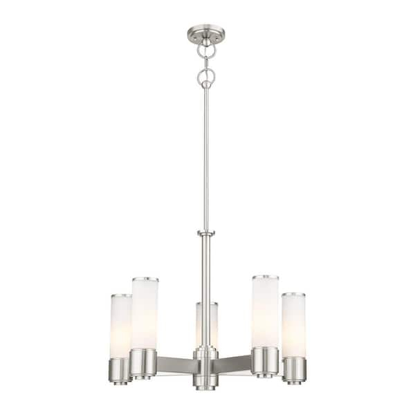 Livex Lighting Weston 5 Light Brushed Nickel Dinette Chandelier 52105 ... in The Livex Lighting 46155-91 Chandelier A Masterpiece of Brushed Nickel Lighting