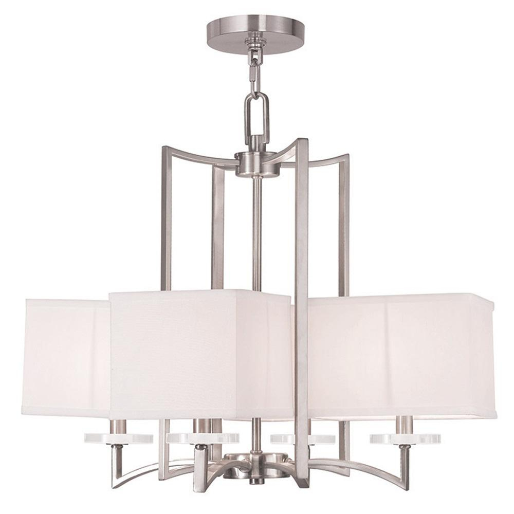 Livex Lighting Woodland 4-Light Brushed Nickel Chandelier With Hand ... for