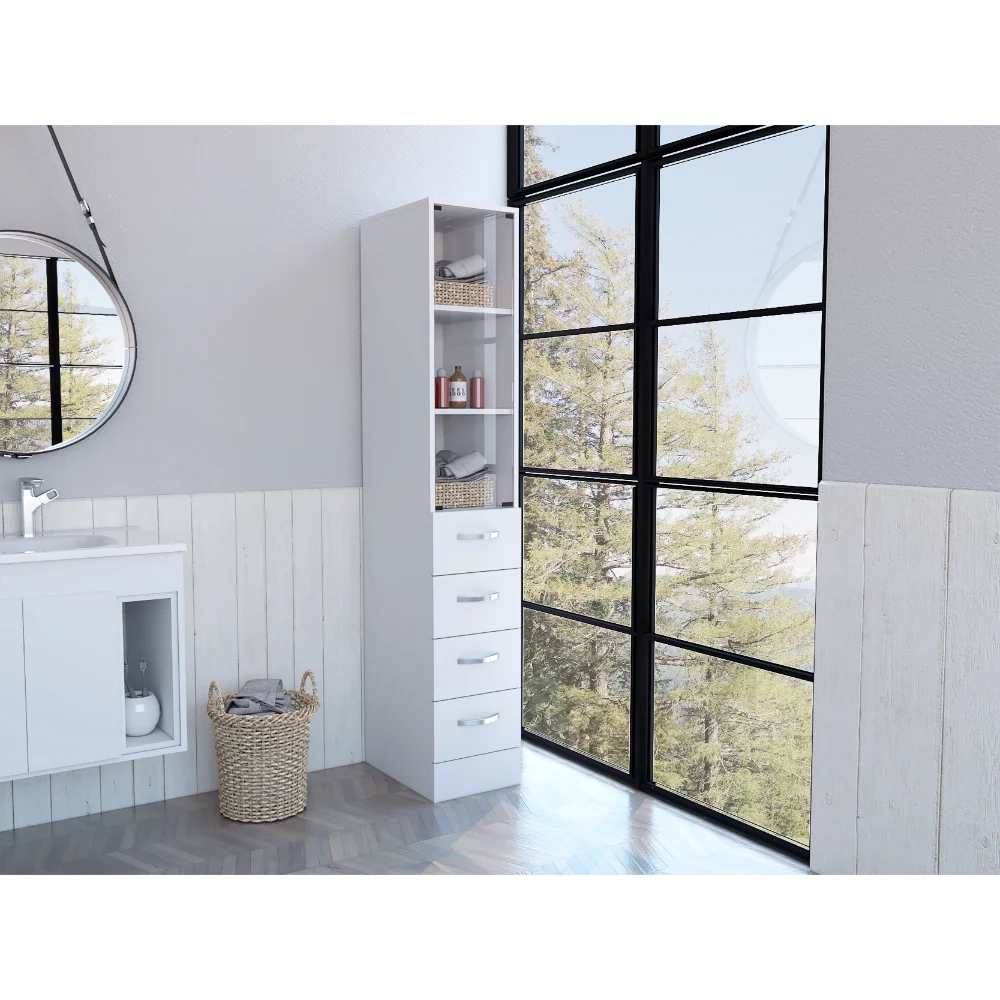 Magna Linen Cabinet, Three Shelves, Four Drawers, White - Home Goods ... within