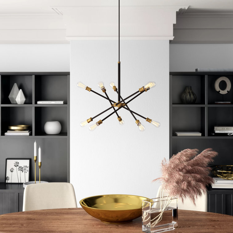 Mercury Row® Signorelli 10 - Light Dimmable Modern Linear Chandelier ... pertaining to The Enduring Appeal of Satin Brass in Modern Linear Chandeliers