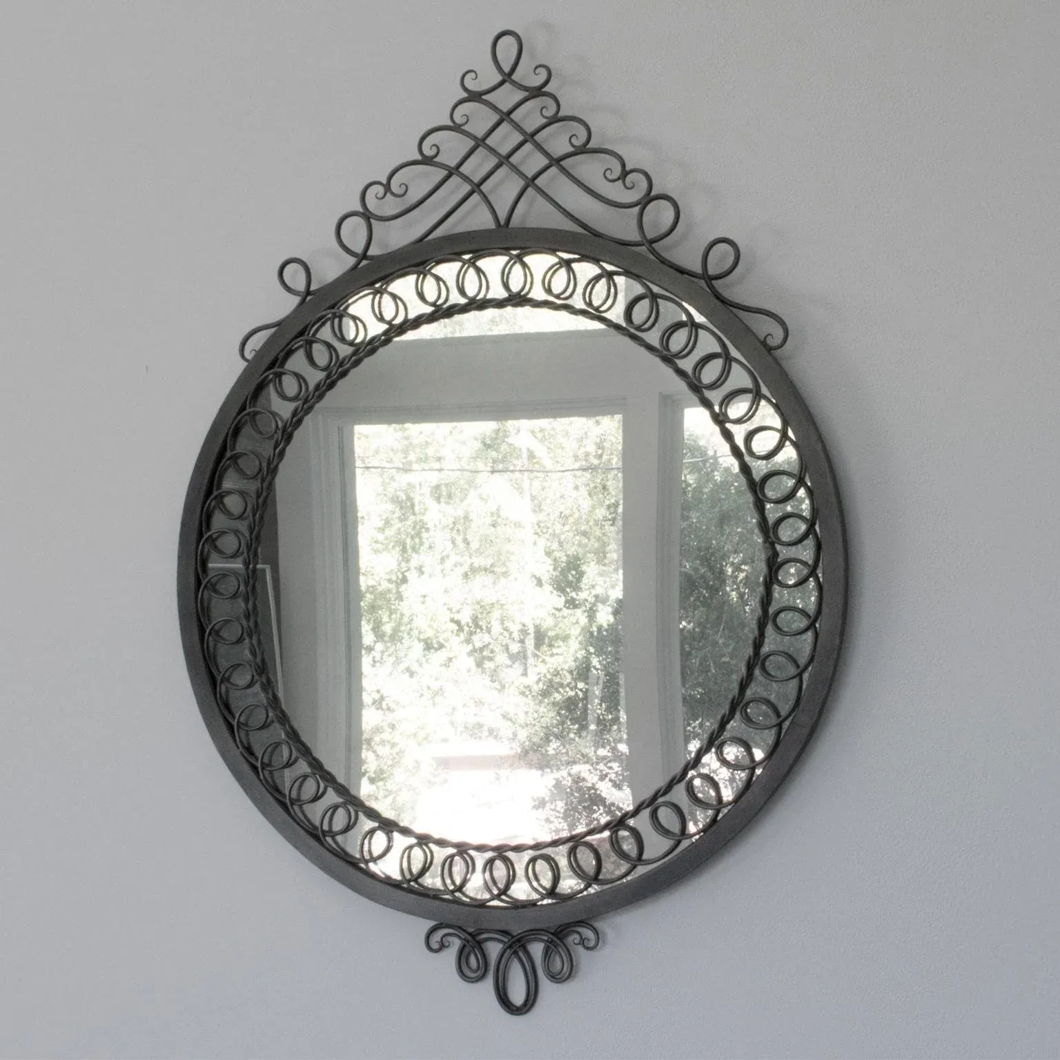 Mid-Century Cast Iron Ornate Wall-Mounted Mirror, France 1950S | Chairish within