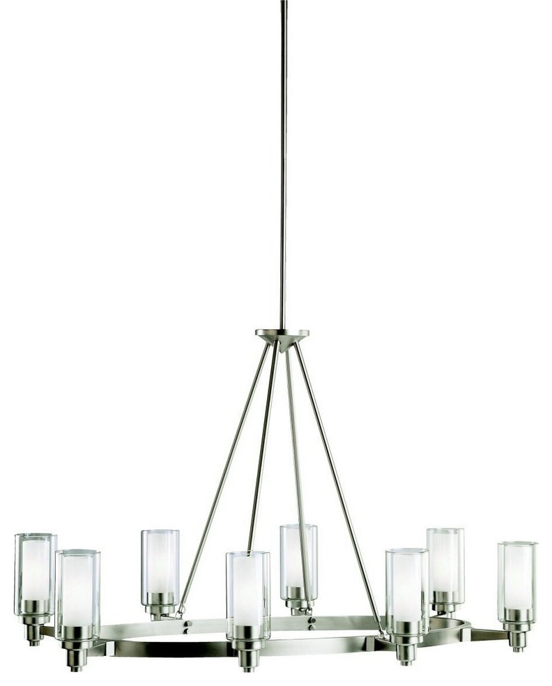 Mid Century Modern Eight Light Chandelier-Brushed Nickel Finish ... throughout