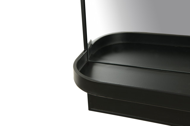 Modern Metal Framed Wall Mirror With Shelf, Matte Black - Transitional ... pertaining to