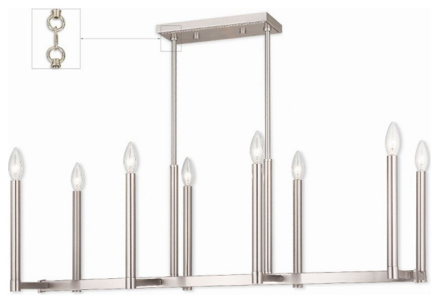 Modern Traditional Eight Light Chandelier-Brushed Nickel Finish ... in