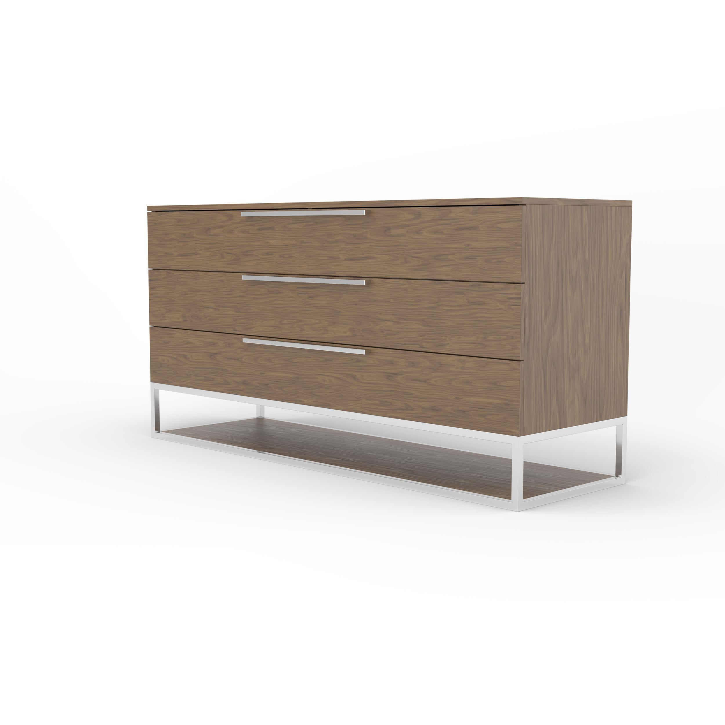 Modrest Heloise - Contemporary Walnut &Amp; Stainless Steel Dresser | Atlas ... pertaining to