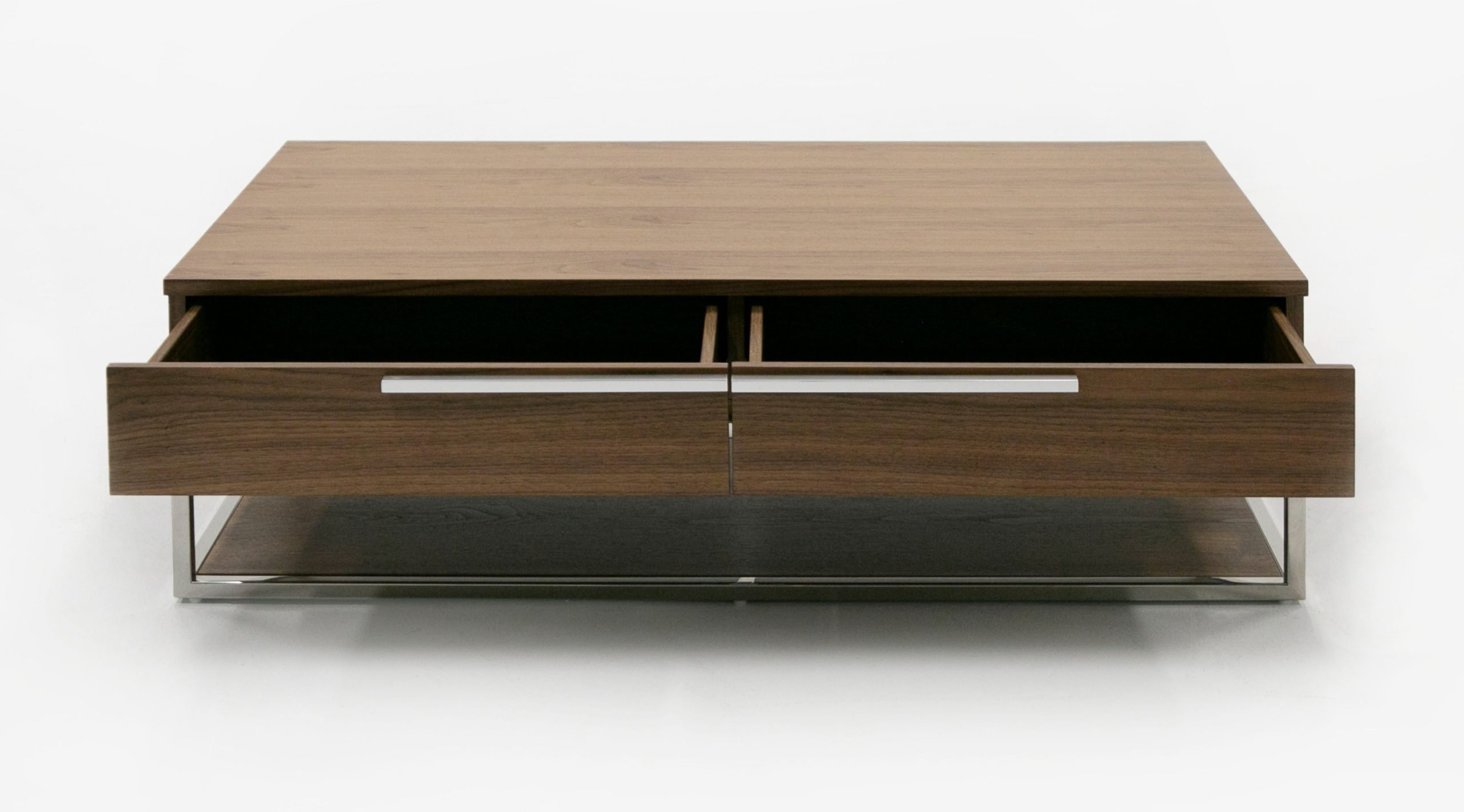 Modrest Heloise - Modern Walnut And Stainless Steel Coffee Table ... within