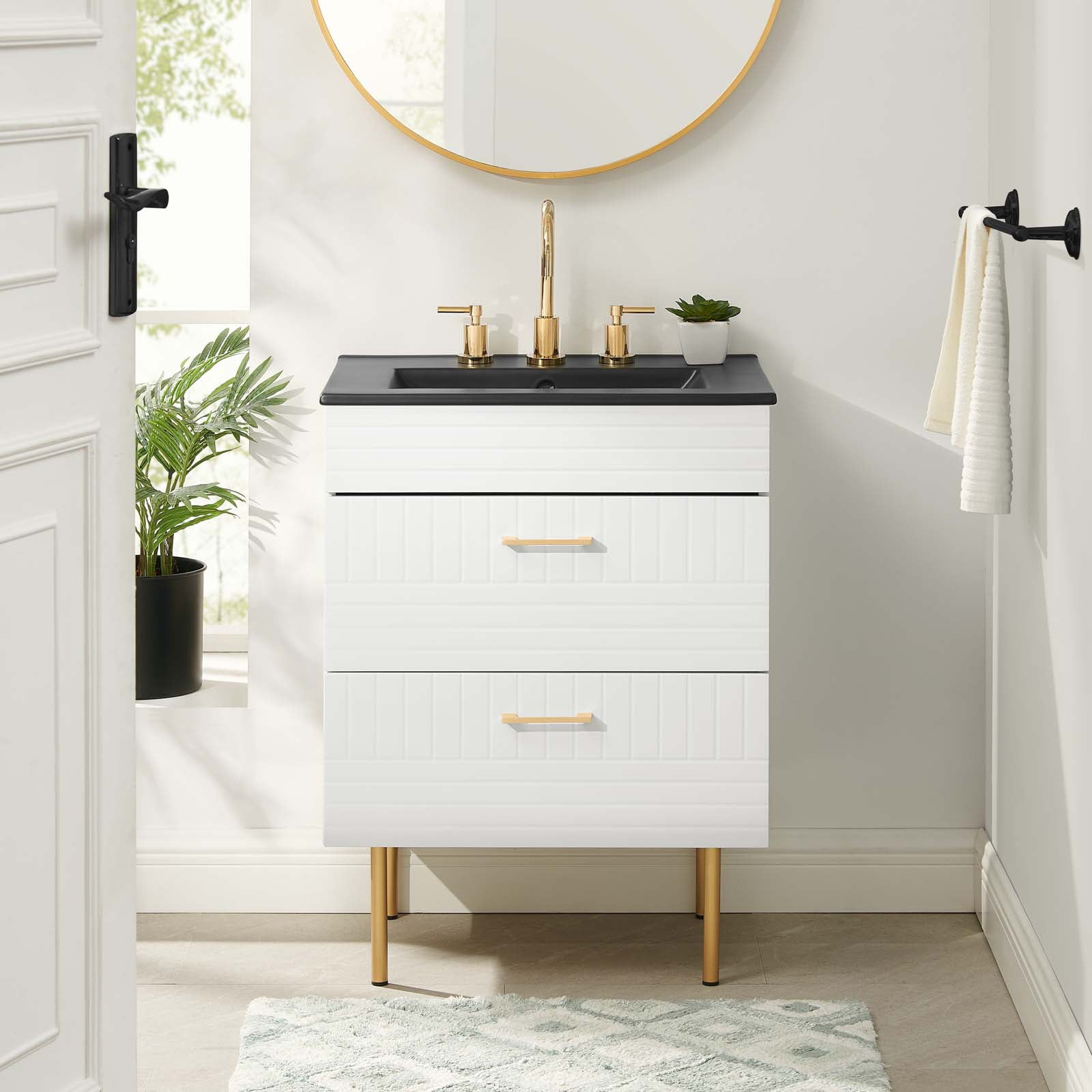 Modway Daybreak 24" Bathroom Vanity In White Black - Walmart.com throughout The Enduring Appeal of the Daybreak 24 Bathroom Vanity Explained