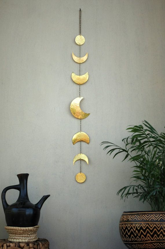 Moon Phases Wall Decor Moon Wall Art Brass Moon Wall Hanging - Etsy ... throughout