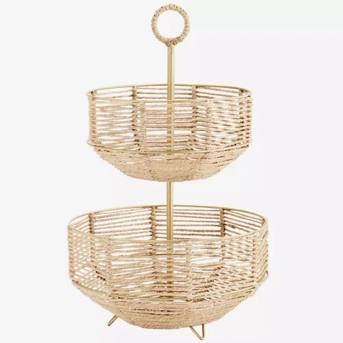 Multi-Level Iron Shelf With Jute - Madam Stoltz Nordic Decoration with