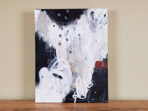 Original Abstract Black And White Mixed Media Painting - Etsy inside How Flutter Black and White Mixed-Media Art Enhances Your Space