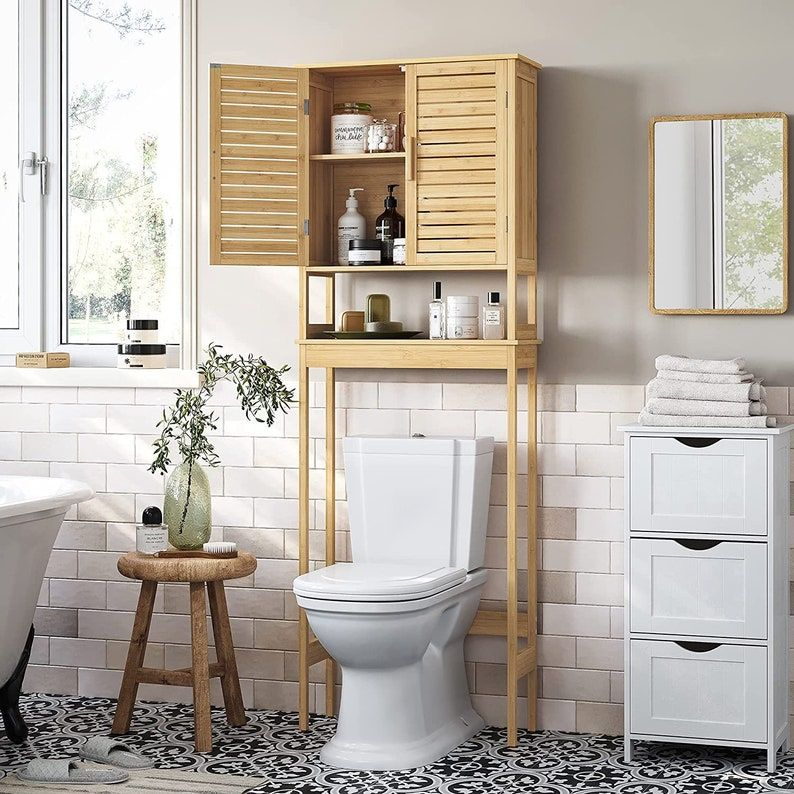 Over-The-Toilet Storage, Bathroom Cabinet With Adjustable Inside Shelf ... with