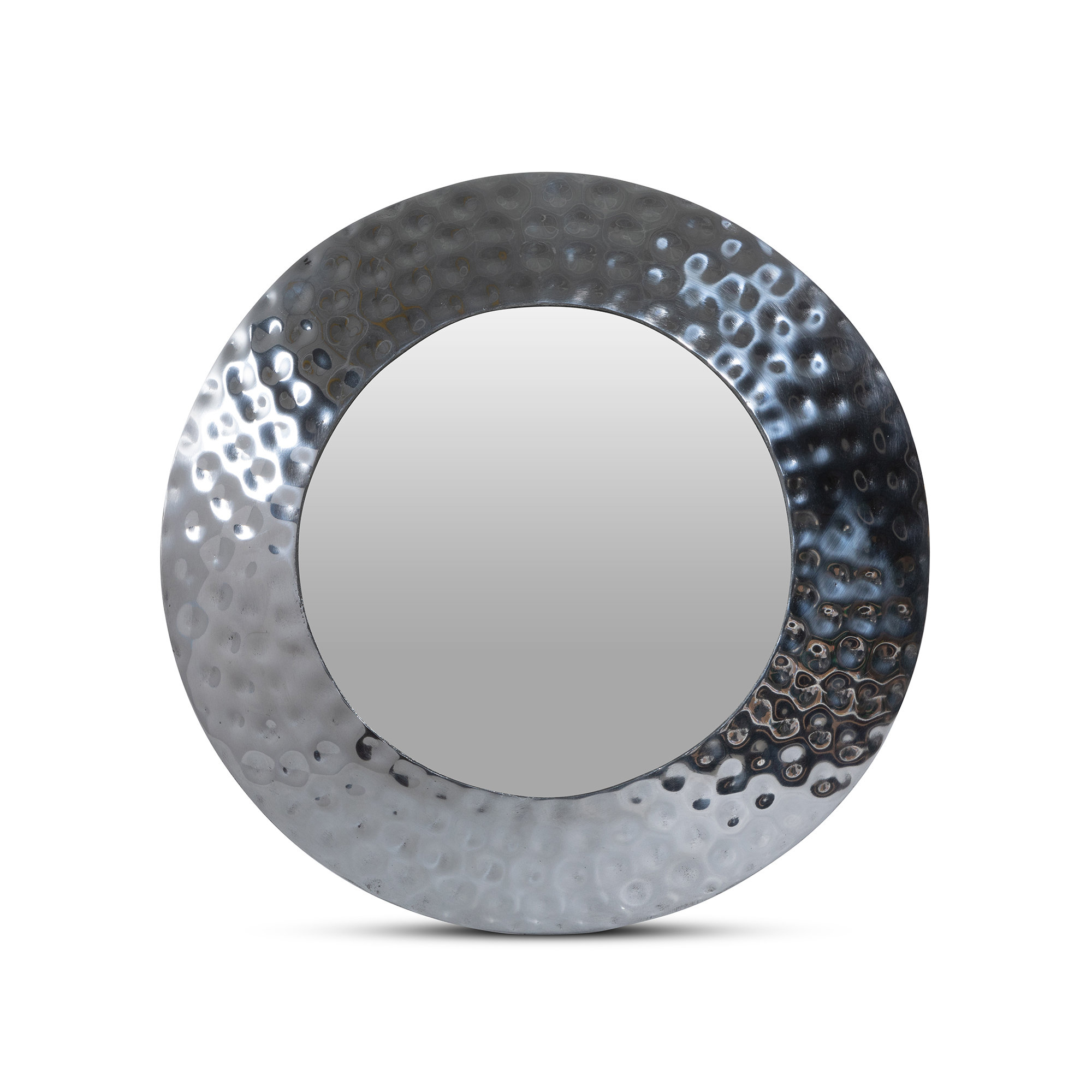 Park Hill Collection Round Pewter Wall Mirror | Wayfair inside The Versatility of the Alaric Pewter 21.5-in Mirror in Home Decor