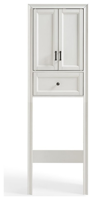 Pemberly Row Modern Wood Spacesaver Cabinet In Vintage White/Black ... throughout Creating Cozy Nooks The Tara Wood Spacesaver in Vintage Gray/Black