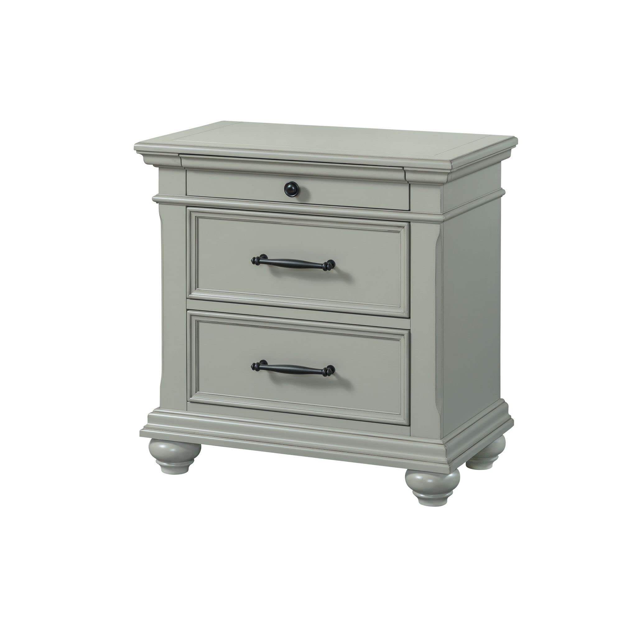 Picket House Furnishings Brooks 3-Drawer Nightstand With Usb Ports In Grey intended for