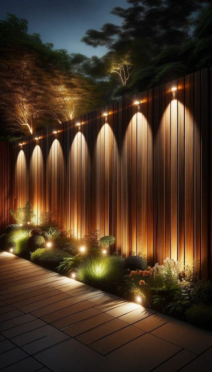 Pin By Donna On Outside | Backyard Lighting, Backyard Layout, Fence Design with regard to