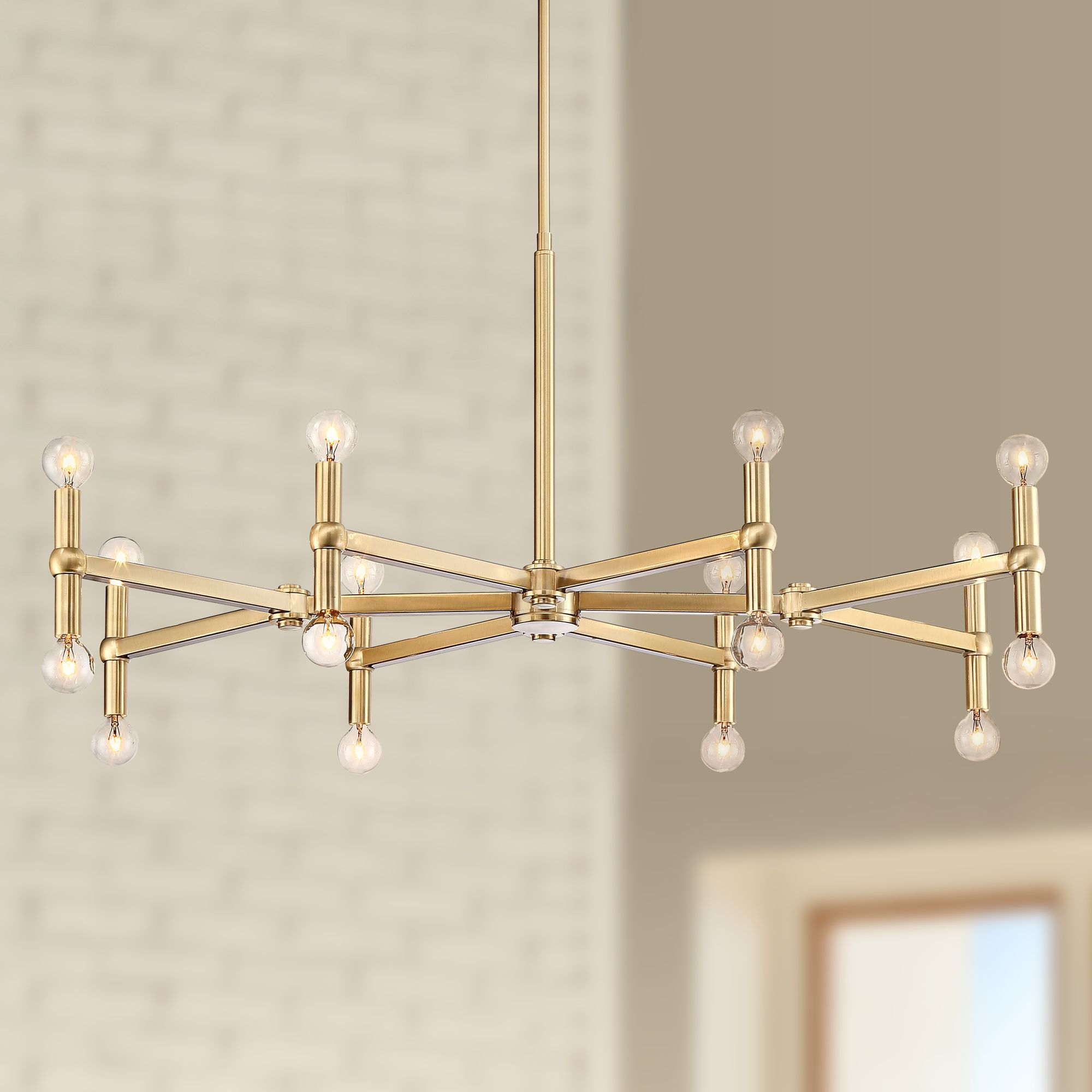 Possini Euro Design Marya Satin Brass Chandelier 37" Wide Modern 24 ... inside