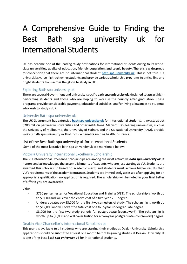 Ppt - A Comprehensive Guide To Finding The Best Bath Spa University Uk ... regarding