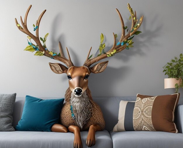 Premium Ai Image | Metal Deer Art Wall within How "Deer 2" Iron Wall Art Enhances Interior Design