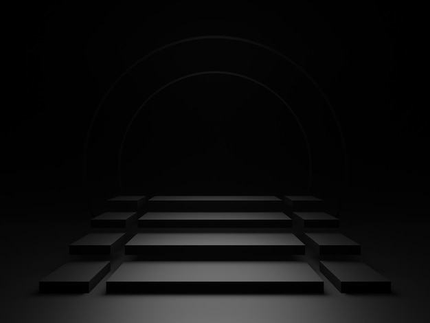 Premium Photo | 3D Rendered Black Step Background Black Stair intended for