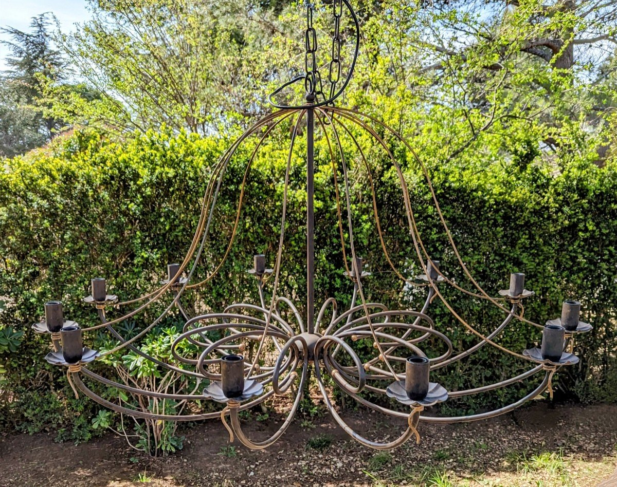 Proantic: Large Italian Iron Chandelier With 12 Arms Of Light with regard to The Art of Light Exploring the Design of the Albettone Iron Chandelier