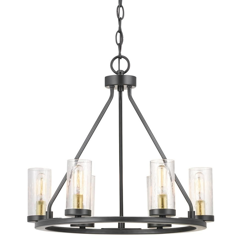 Progress Lighting Hartwell 6-Light Antique Bronze Chandelier With ... within Understanding Bronze With Antique Brass Accents Transitional Chandeliers for Your Home