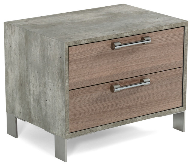 Quincy Brown Oak And Brushed Stainless Steel Nightstand - Contemporary ... inside Exploring the Design Versatility of Quincy Brown Oak and Brushed Stainless Steel Chests