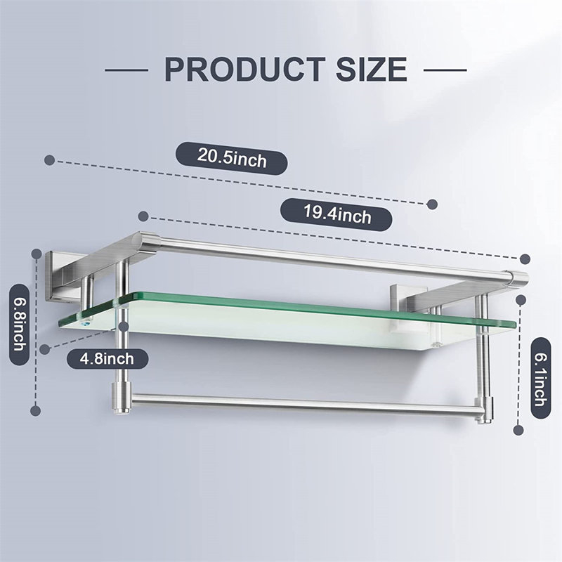 Rebrilliant Bathroom Glass Shelf Towel Rack Shelf Glass Organizer Wall ... within Expert Tips for Installing and Styling Your New Glass Shelf with Towel Bar