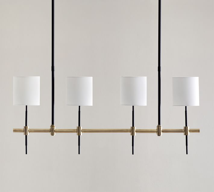 Reese Metal Linear Chandelier, Bronze & Tumbled Brass - Pottery Barn ... with regard to