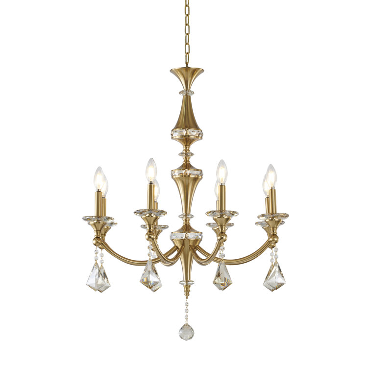 Rosdorf Park Jasslynn 8-Light Chandelier With Crystal Accents | Wayfair for Crystal Accents and Satin Brass The Enduring Appeal of the Sosha Chandelier