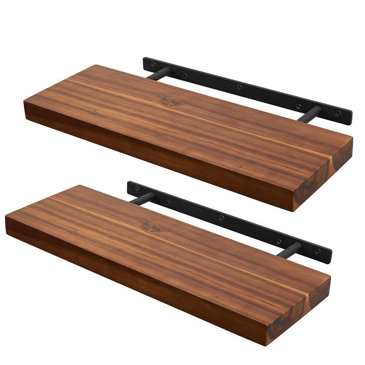 Rustic Acacia Wood Floating Shelves - Set Of 2 with regard to Choosing the Right Floating Shelves Solid Acacia Wood Explained