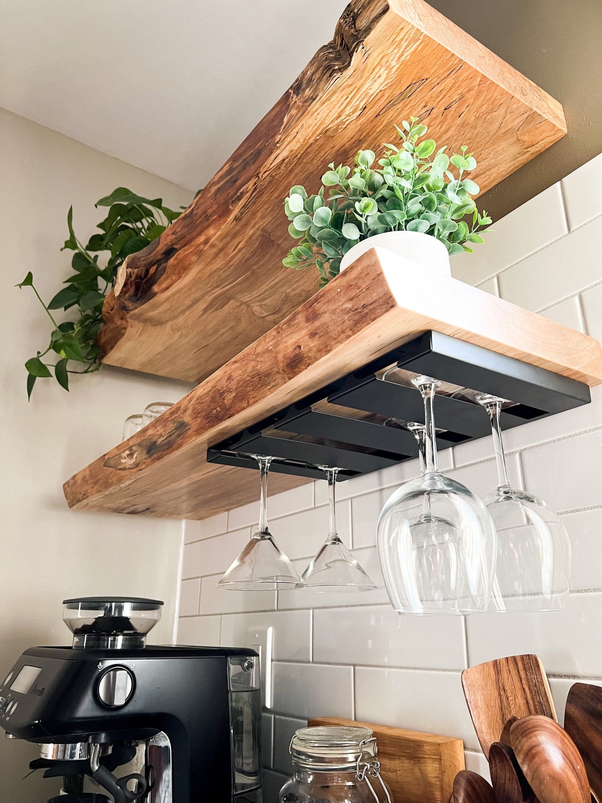 Rustic Maple Live Edge Floating Shelf/Shelves | Pantry Shelves ... pertaining to