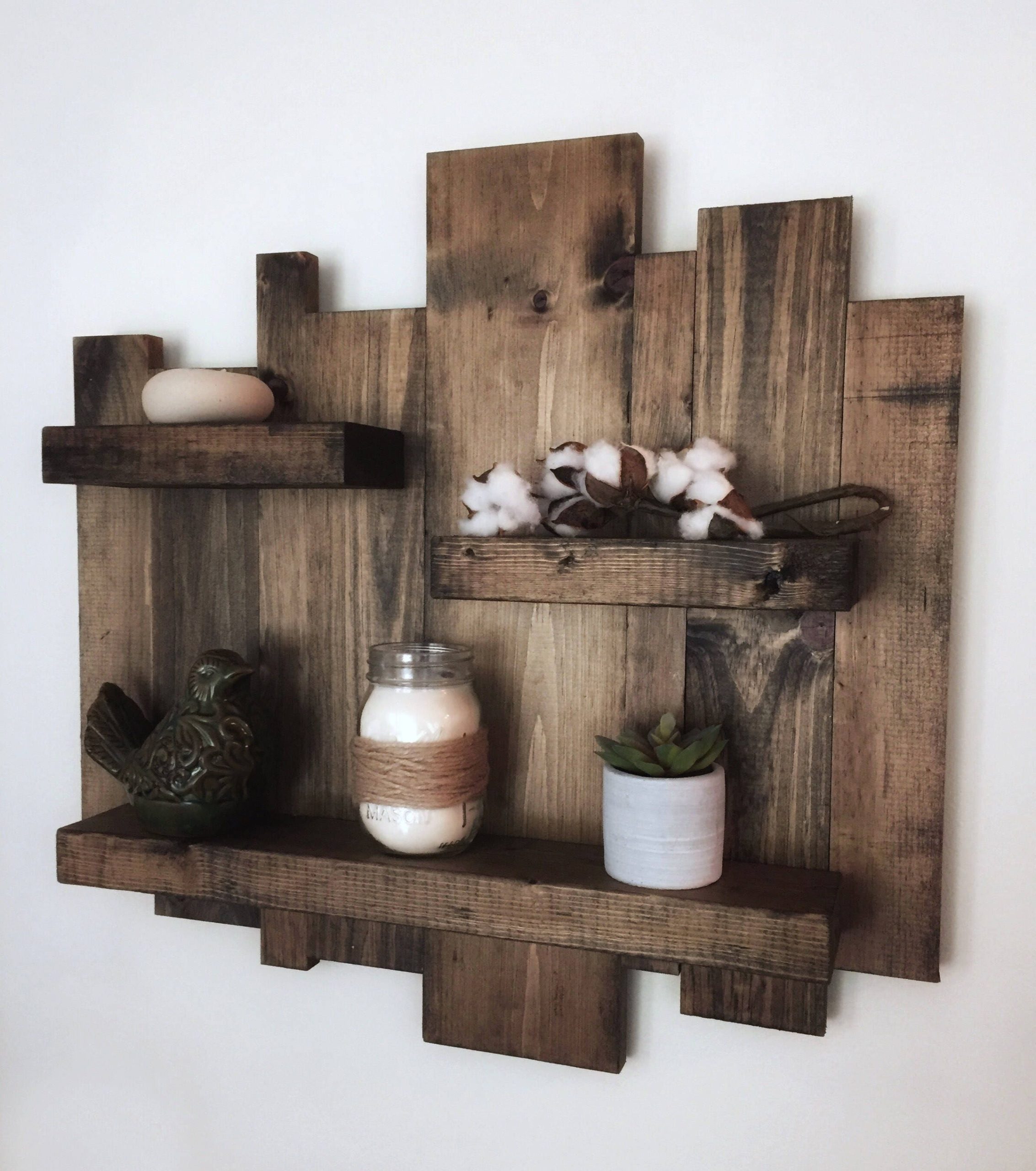 Rustic Wall Shelf Reclaimed Wood Wall Shelf Pallet Shelf intended for