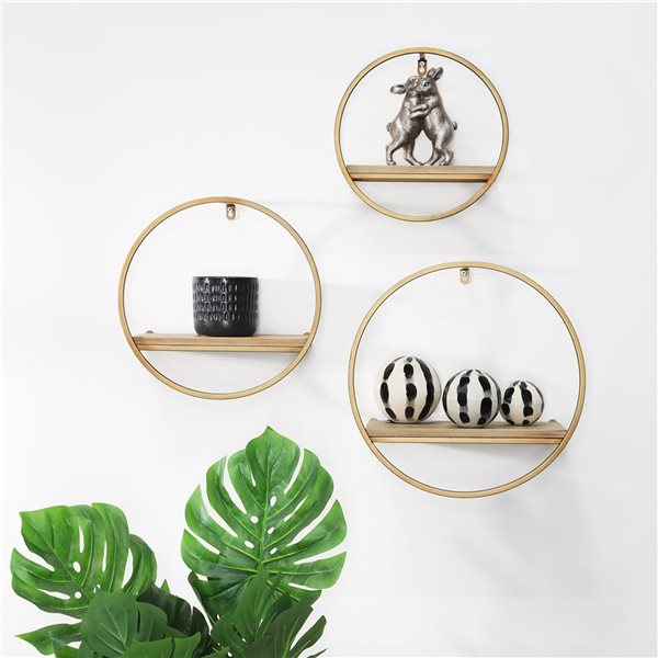 Sagebrook Home 16-In X 8-In X 16-In Bronze Metal/Wood Wall Shelf - 3 ... regarding Discovering the Timeless Appeal of Bronze Metal and Wood Shelves
