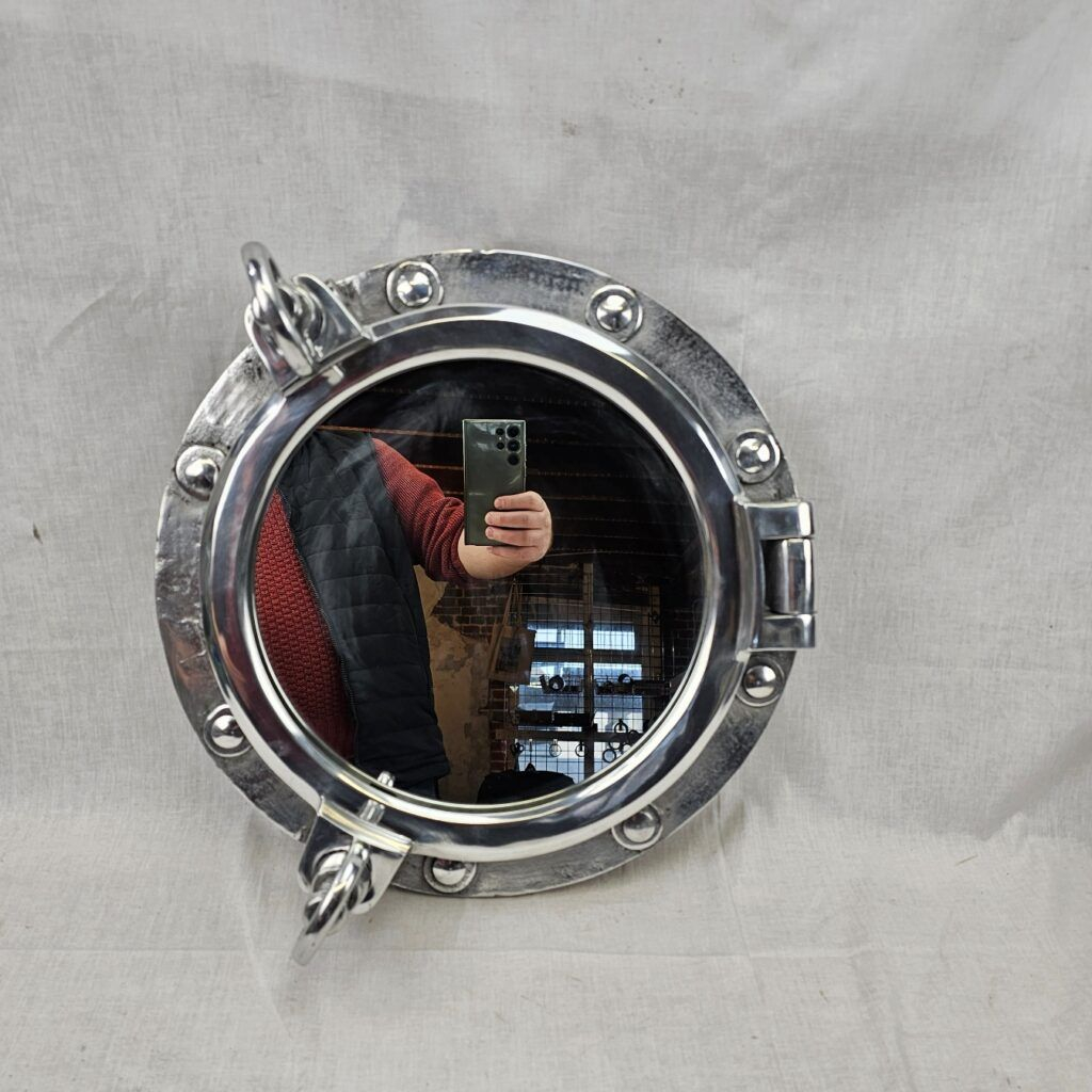Ships Porthole Mirror - Sally Antiques in How an 8-Inch Brushed Nickel Porthole Mirror Can Elevate Your Coastal Aesthetic