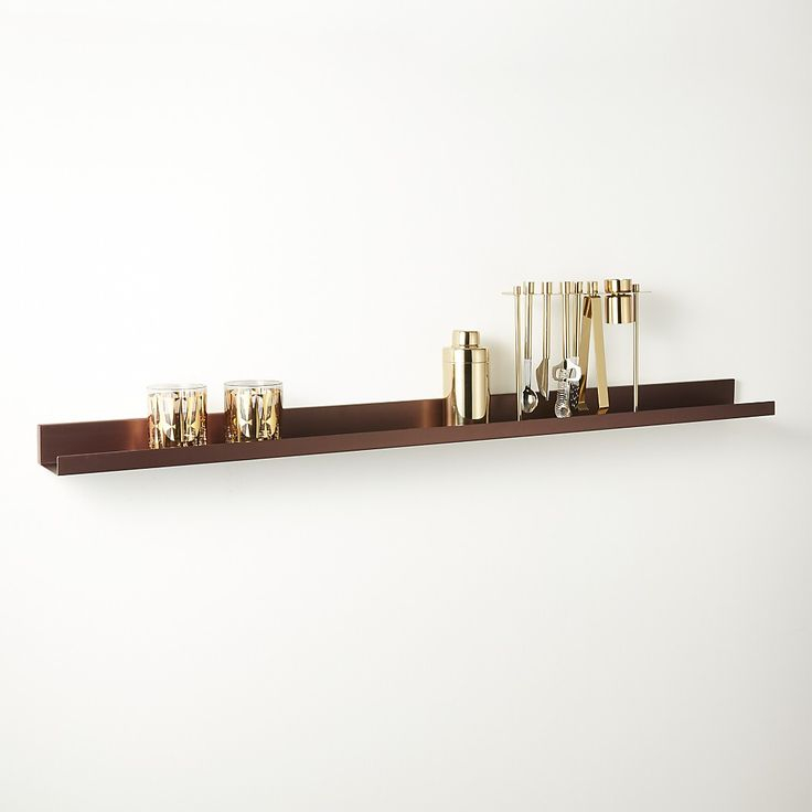 Shop Metal Bronze Wall Shelves. Sleek Aluminum Ledge With Upturned ... regarding Discovering the Timeless Appeal of Bronze Metal and Wood Shelves