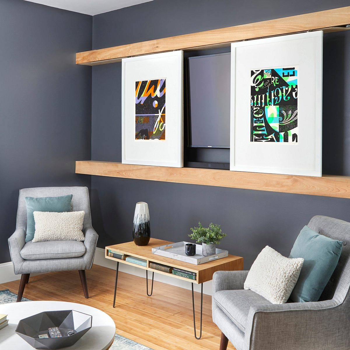 Sliding Art To Hide Tv with regard to