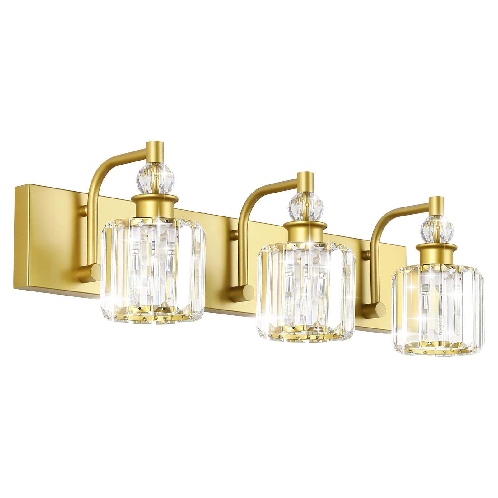 Snapklik.com : Crystal Vanity Light 3 Light Gold Crystal Bathroom ... for