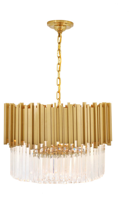 Sosha Modern Satin Brass Large Rectangular Chandelier With Crystals, 48 ... with