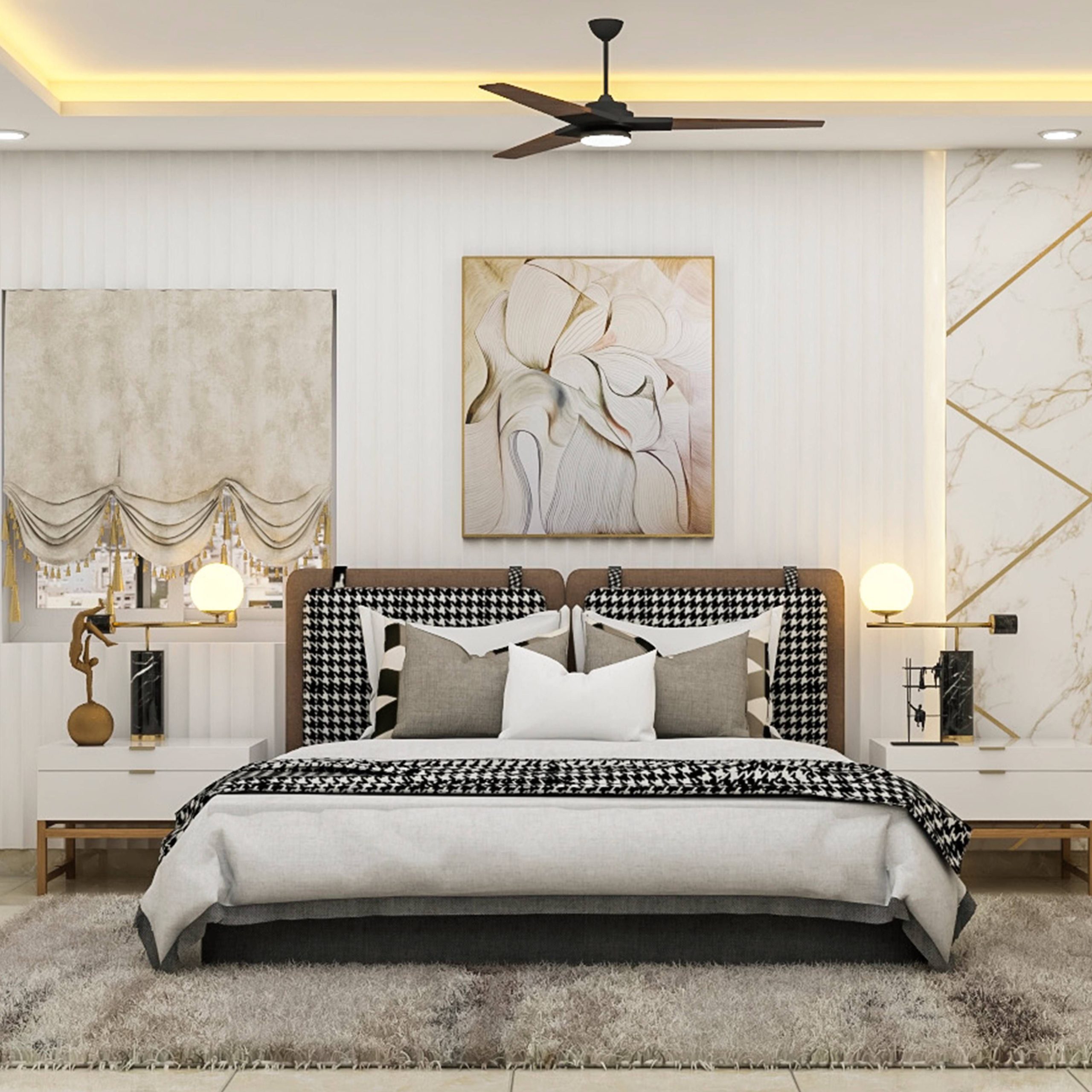 Spacious Bedroom Design With Profiled Cove Lighting | Livspace intended for