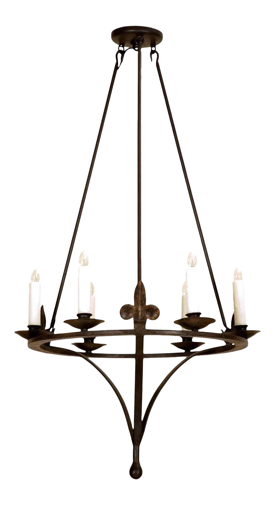 Spanish Colonial Wrought Iron Six Light Chandelier By Randy Esada ... with regard to