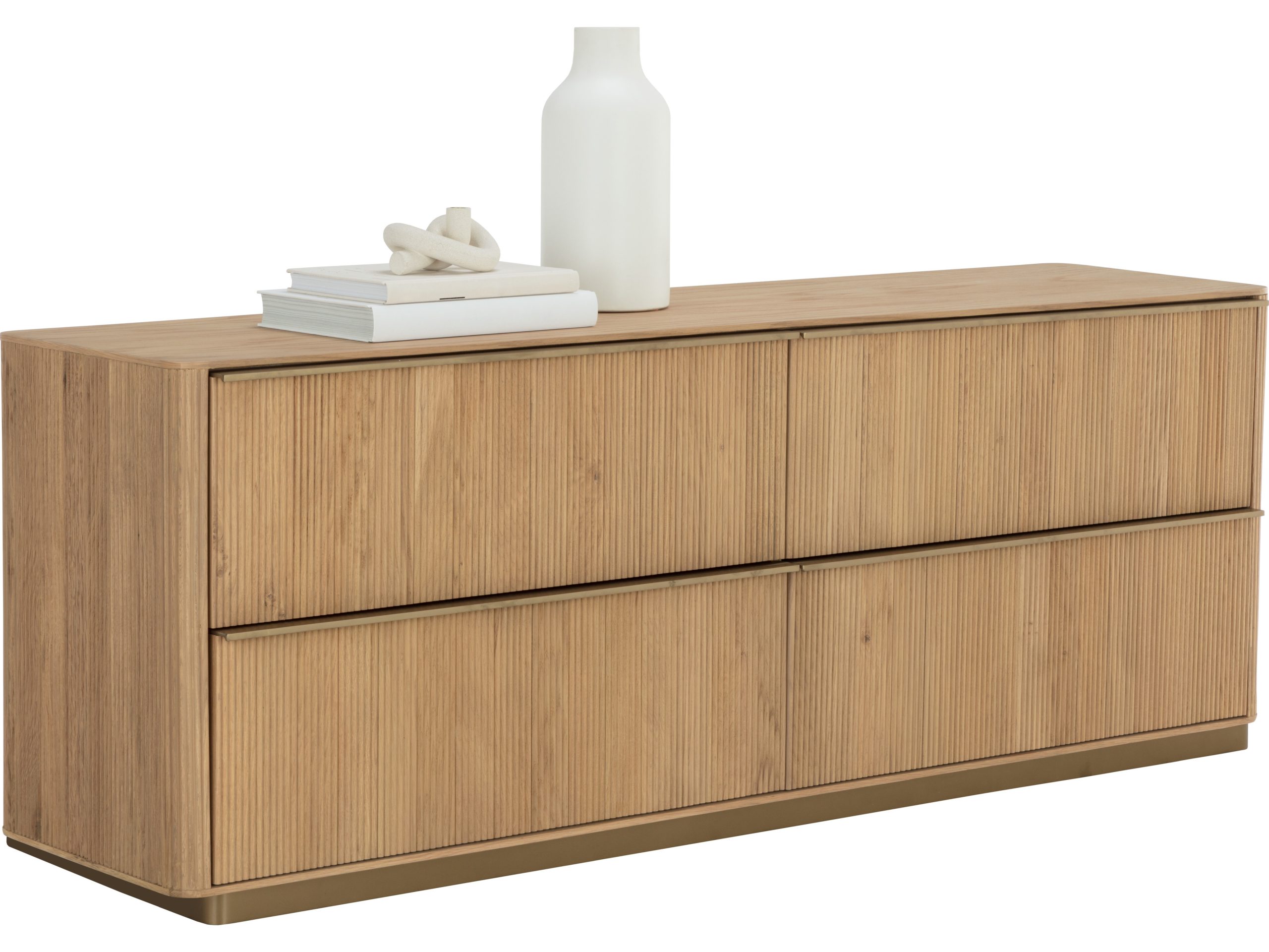 Sunpan Kalla 4-Drawers Oak Wood Double Dresser | Spn110778 regarding