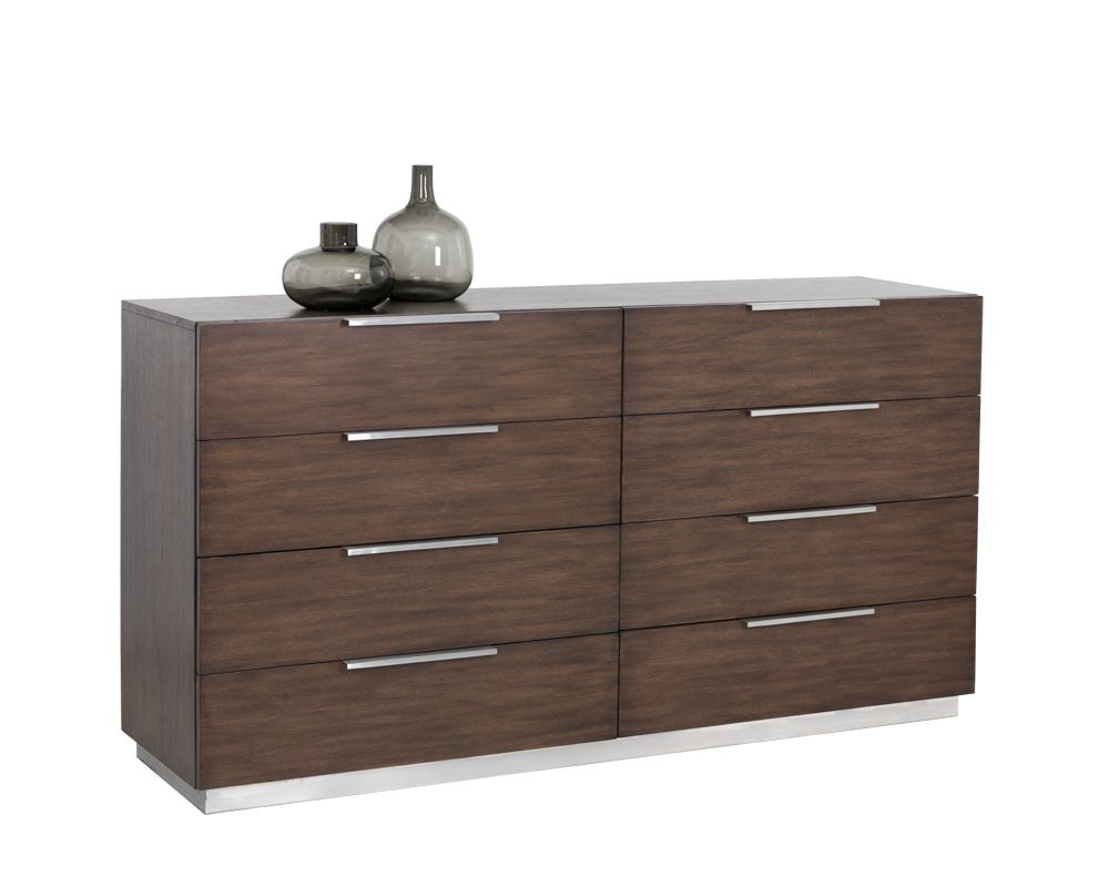 @Sunpan - This Sleek Design Is Perfect In Various Bedroom Spaces ... in Exploring the Design Versatility of Quincy Brown Oak and Brushed Stainless Steel Chests