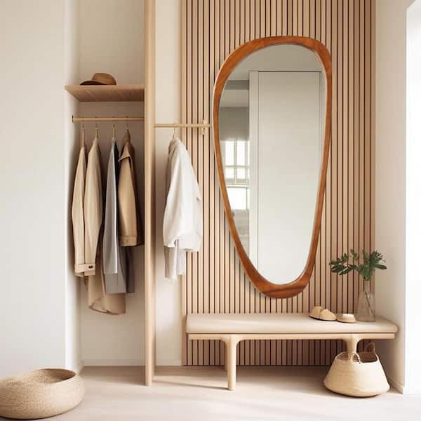 Sxiawe 22 In. W X 48 In. H Large Irregular Natural Wood Frame Wall ... with Your Guide to Choosing and Placing a HomeRoots Brown Wood Frame Wall Mirror
