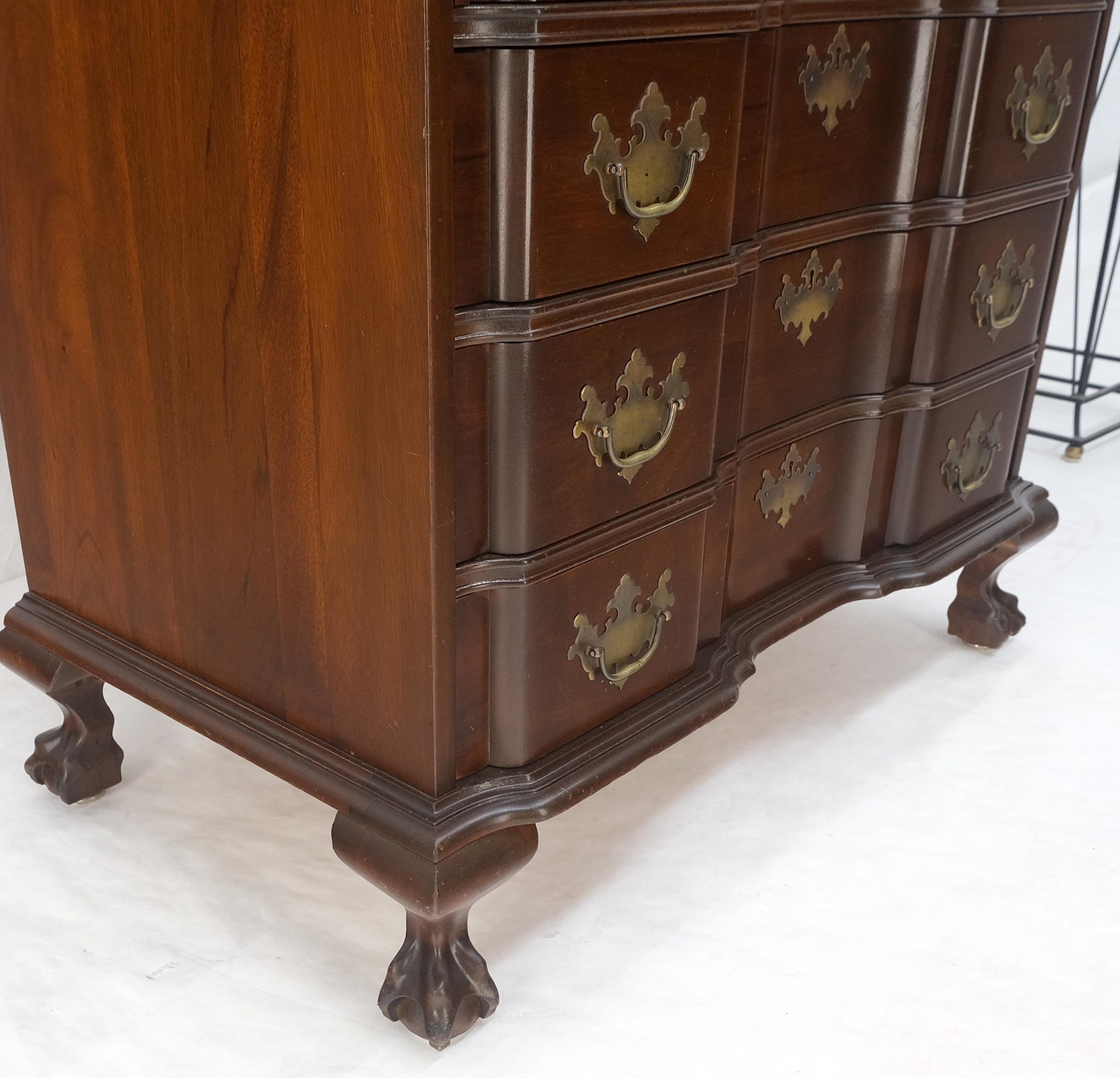 Tall Double Glass Doors Ball Claw Carved Finial Drop Block Front ... in Decoding the Design Principles of the NVIN0388 Mahogany Ball and Claw Blockfront