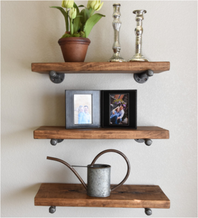 Teton Industrial Rustic Floating Shelf - Modern Farmhouse Shelf - Open ... throughout Transform Your Space with the Rustic Appeal of Teton Floating Shelves