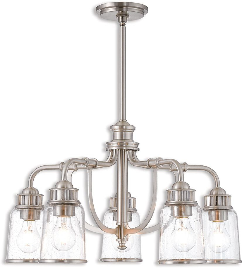 The Best Brushed Nickel Metal And Wood Modern Chandeliers within