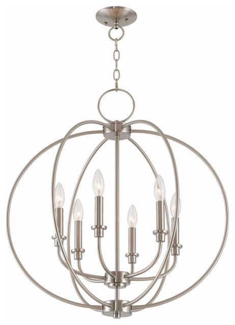 Traditional Farmhouse Six Light Chandelier-Brushed Nickel Finish ... intended for Unveiling the Charm of Farmhouse Eight-Light Chandeliers in Brushed Nickel