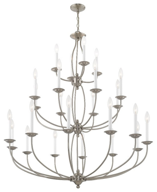 Traditional Farmhouse Twenty Four Light Chandelier-Brushed Nickel ... intended for Unveiling the Charm of Farmhouse Eight-Light Chandeliers in Brushed Nickel